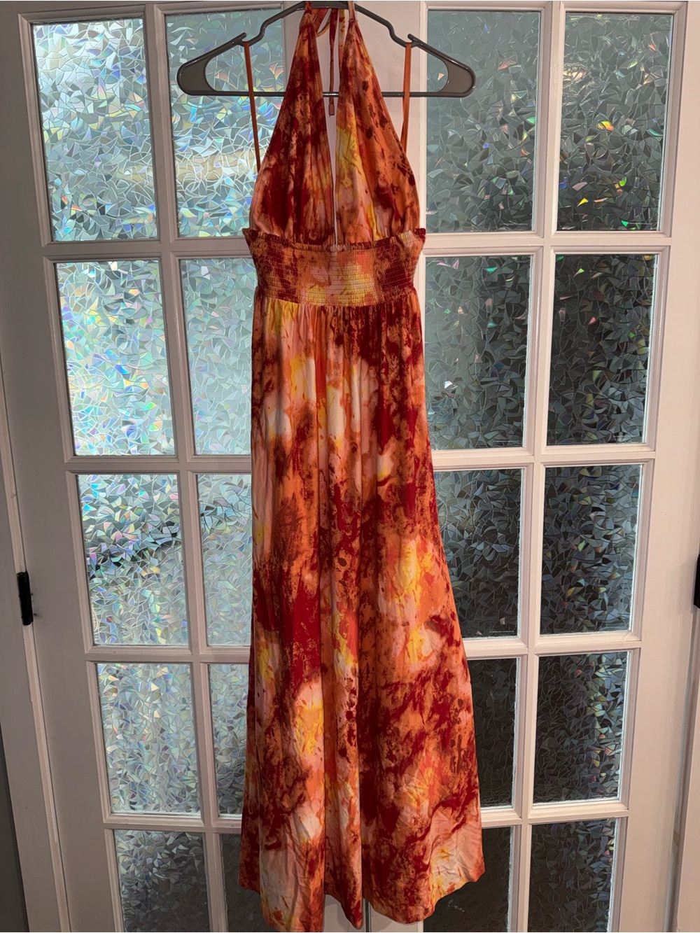 INC International Concepts Halter Maxi Dress in Red & Yellow